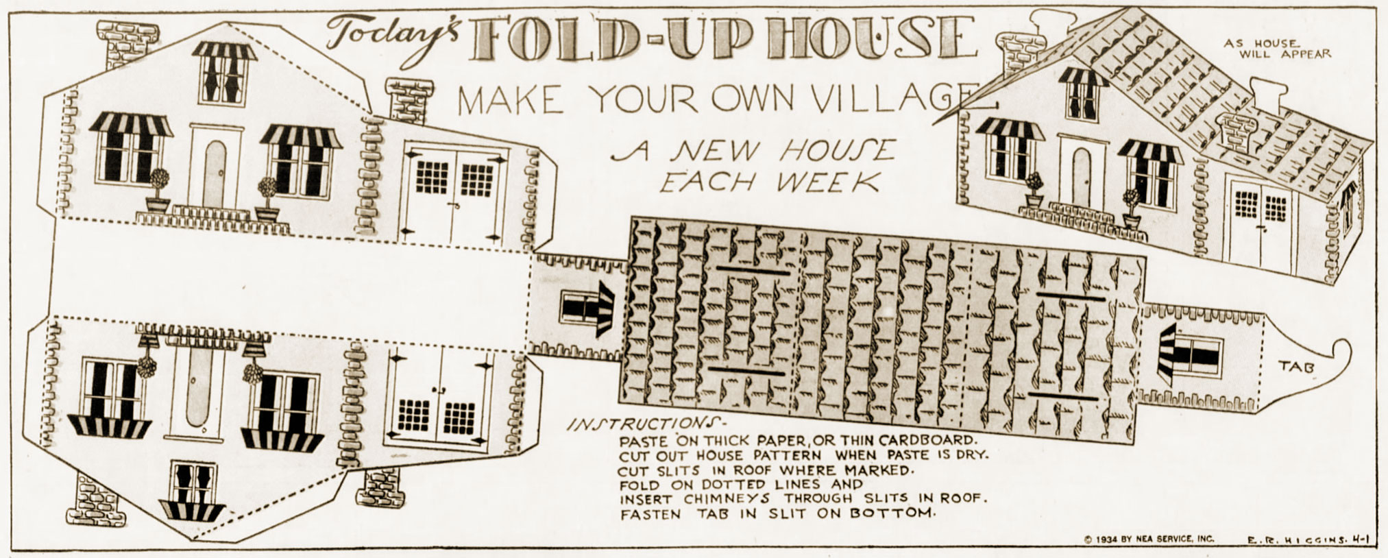 Fold-Up Houses — Make Your Own Village, 1934 – Q is For Quilter